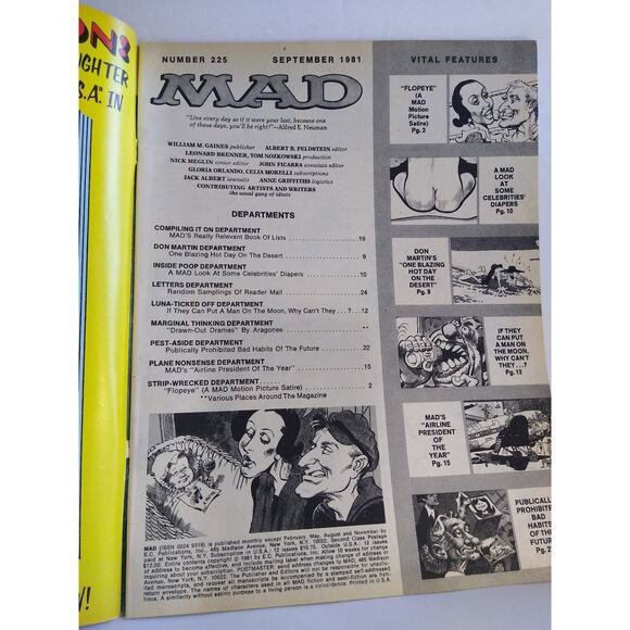 MAD Magazine #225 Sept 1981 Popeye Movie Comedy Parody Spoof Comic Book Vintage - Picture 2 of 5